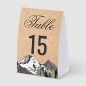 Plaque De Table Rustic Kraft Mountain Forest Wedding Table Number (Recto)