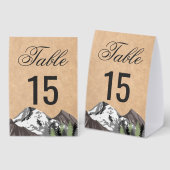 Plaque De Table Rustic Kraft Mountain Forest Wedding Table Number (Recto/verso)