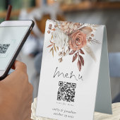 Plaque De Table Rustic Terracotta Florals Menu Qr Code Mariage
