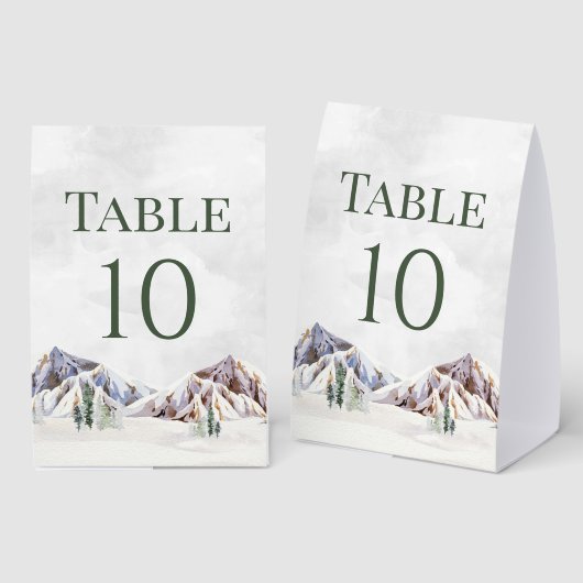 Plaque De Table Rustic Winter Mountain Wedding Table Number (Recto/verso)