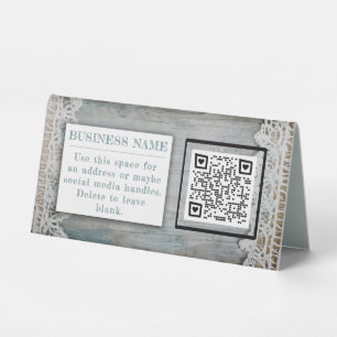 Plaque De Table Rustic Wood Lace QR code Logo personnalisé Coordon