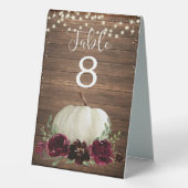 Plaque De Table Rustique Bois Bourgogne Citrouille Numéros de tabl (Verso)