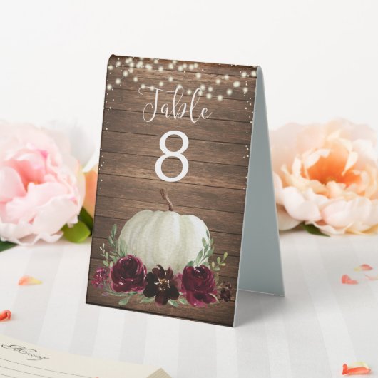 Plaque De Table Rustique Bois Bourgogne Citrouille Numéros de tabl (In SItu (Mariage))