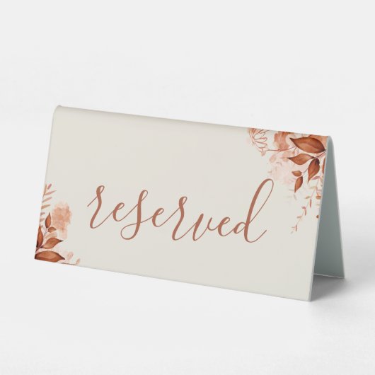 Plaque De Table Rustique Floral Automne Script Réservé (Verso)