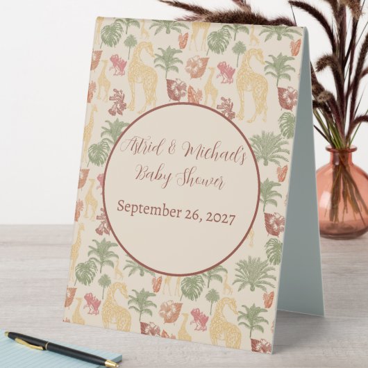 Plaque De Table Safari Giraffe & Palm Baby shower Feuille (En SItu (Tableau))