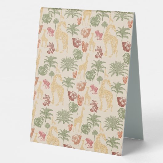 Plaque De Table Safari Giraffe & Palm Baby shower Feuille (Verso)