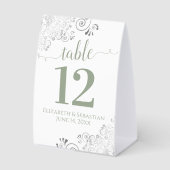 Plaque De Table Sage de frites d'argent sur le Mariage blanc Numér (Recto)