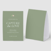 Plaque De Table Sage Green | Capture the Love Wedding Table Top  (Recto/verso)