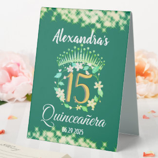 Plaque De Table Sage Green Elegant Boho Quinceañera espagnol
