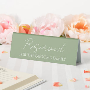 Plaque De Table Sage Green Réservé au Mariage de famille de Groom