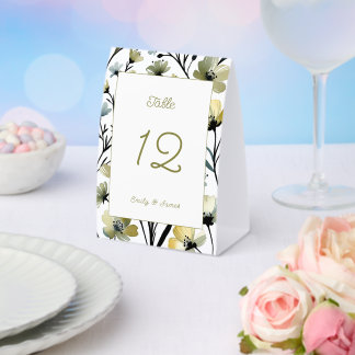 Plaque De Table Sage Green & Soft Yellow Botanical Wedding