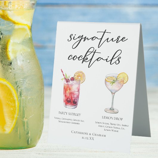 Plaque De Table Sale Shirley Lemon Drop Signature Cocktails Menu