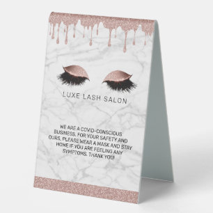 Plaque De Table Salon de beauté Gold rose Covid Conscient Safety