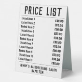 Plaque De Table Salon de coiffure Tarifs Table Tente (Verso)