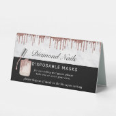 Plaque De Table Salon de manucure Rose Gold Porter un masque Sécur (Verso)