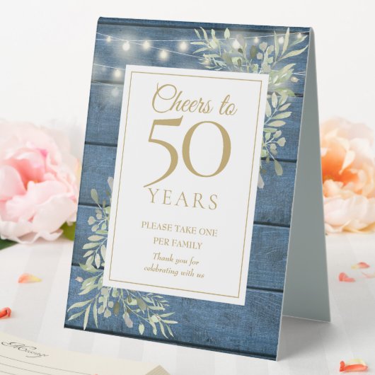 Plaque De Table Salue À 50 Ans De Verdure Rustique (In SItu (Mariage))