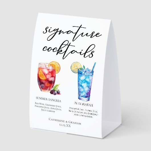 Plaque De Table Sangria Blue Hawaii Pool Signature Cocktails Menu (Recto)