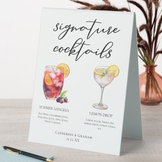 Plaque De Table Sangria Lemon Drop Signature Cocktails Menu (En SItu (Tableau))