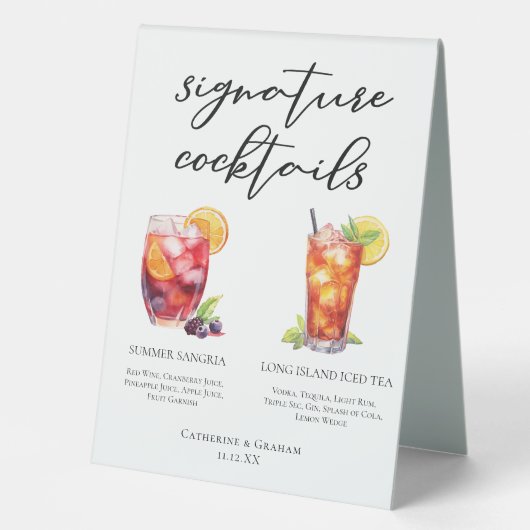 Plaque De Table Sangria Long Island Tea Signature Cocktails Menu (Recto)