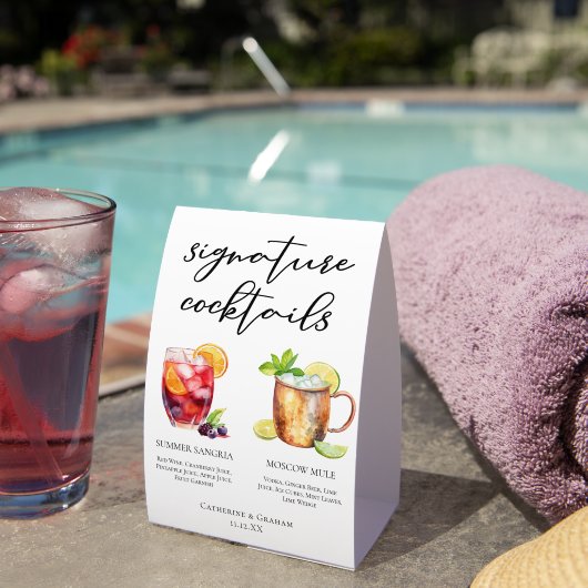 Plaque De Table Sangria Moscow Mule Signature Cocktails Menu (InVersositu (sur table))