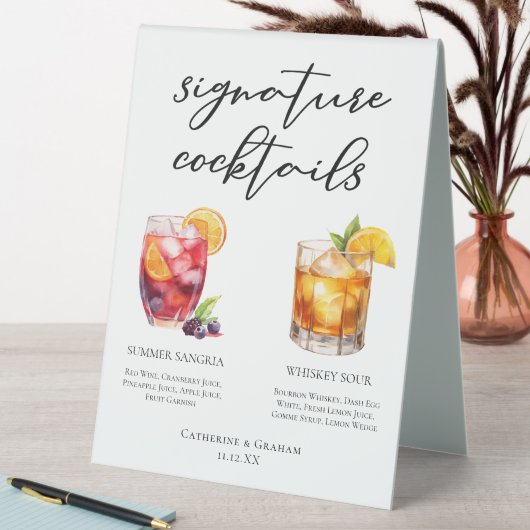 Plaque De Table Sangria Whiskey Sour Signature Cocktails Menu (En SItu (Tableau))