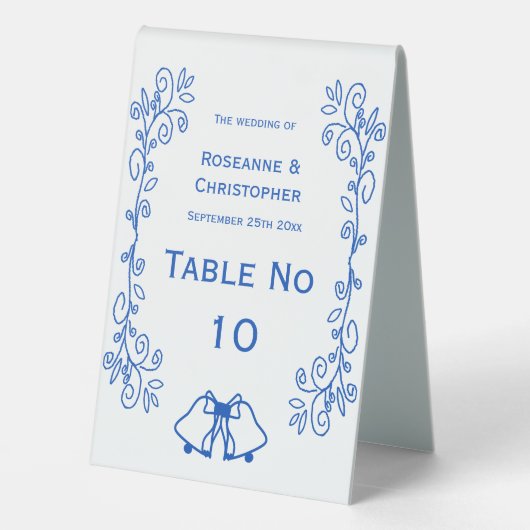 Plaque De Table Sapphire Mariage Table Tente Signal Cloches Défile (Verso)