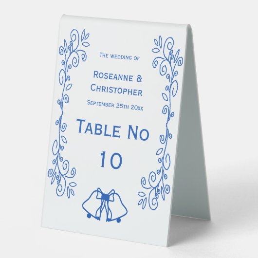 Plaque De Table Sapphire Mariage Table Tente Signal Cloches Défile (Recto)