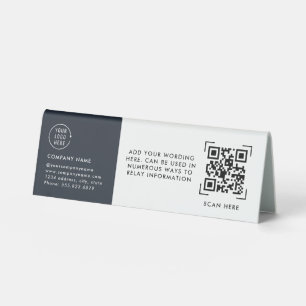 Plaque De Table Scan de code QR   Logo d'entreprise sans contact