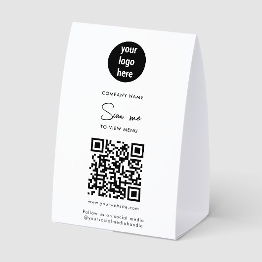 Plaque De Table Scan Me To View Menu Order QR Code  (Verso)