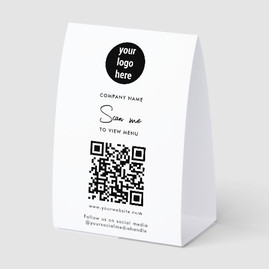 Plaque De Table Scan Me To View Menu Order QR Code  (Recto)