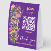Plaque De Table SCAN POUR PAYER QR Fleuriste Fleurs peintes à la m (Arrière)