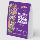 Plaque De Table SCAN POUR PAYER QR Fleuriste Fleurs peintes à la m (Recto)