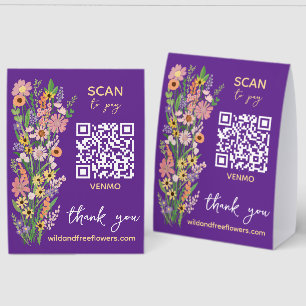 Plaque De Table SCAN POUR PAYER QR Fleuriste Fleurs peintes à la m