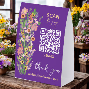 Plaque De Table SCAN POUR PAYER QR Fleuriste Fleurs peintes à la m