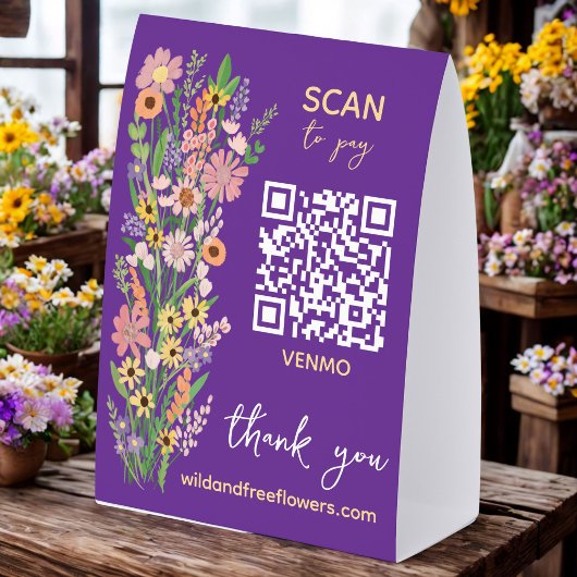 Plaque De Table SCAN POUR PAYER QR Fleuriste Fleurs peintes à la m