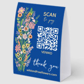 Plaque De Table SCAN POUR PAYER QR Fleuriste Fleurs peintes à la m (Arrière)
