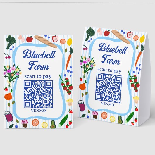 Plaque De Table SCAN POUR PAYER QR Marché des agriculteurs Stand d (Recto/Verso)