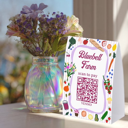 Plaque De Table SCAN POUR PAYER QR Marché des agriculteurs Stand d