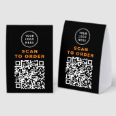 Plaque De Table Scan to Order QR Code Black Restaurant (Recto/verso)