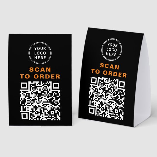 Plaque De Table Scan to Order QR Code Black Restaurant (Recto/verso)