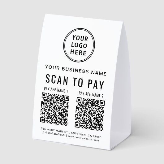 Plaque De Table Scanner pour payer 2 codes QR (Verso)