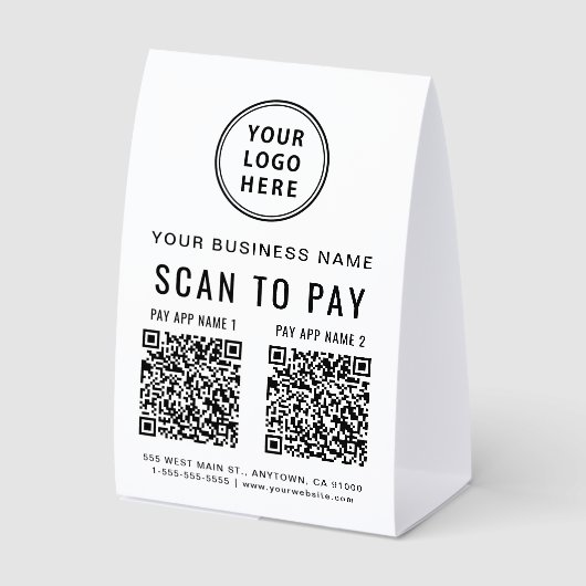 Plaque De Table Scanner pour payer 2 codes QR (Recto)