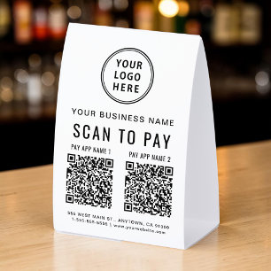 Plaque De Table Scanner pour payer 2 codes QR