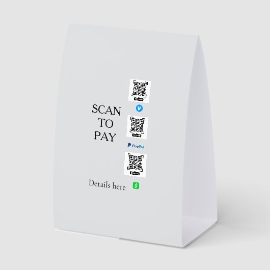 Plaque De Table scanner pour payer les détails du code QR venmo ca (Recto)