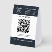Plaque De Table Scannez le code QR Wifi | Logo d'entreprise (Verso)
