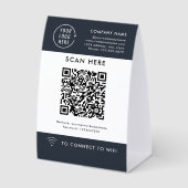 Plaque De Table Scannez le code QR Wifi | Logo d'entreprise (Recto)