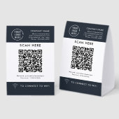 Plaque De Table Scannez le code QR Wifi | Logo d'entreprise (Recto/verso)