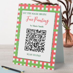 Plaque De Table Scannez pour payer Code QR Peinture de Visage Fest