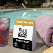 Plaque De Table Scannez QR Code Noir Jaune pour Info & Votre Logo (InVersositu (sur table))