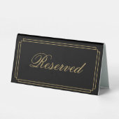 Plaque De Table Script Art Déco Noir Et Or Réservé (Verso)